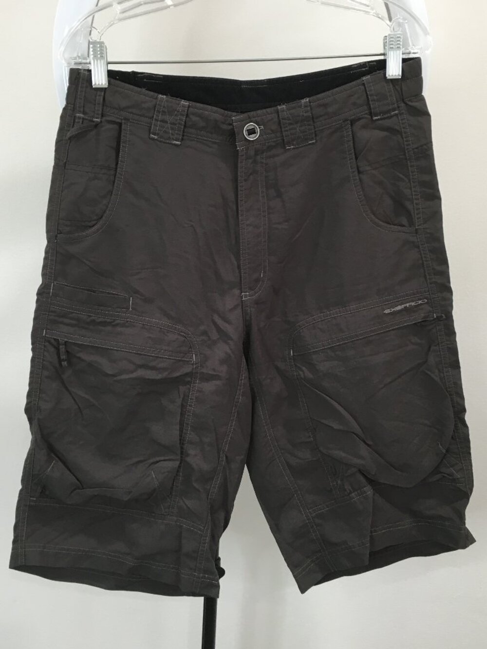 EXOFFICIO Dark Green Zip Pockets Logo Hardware Hiking Active Shorts